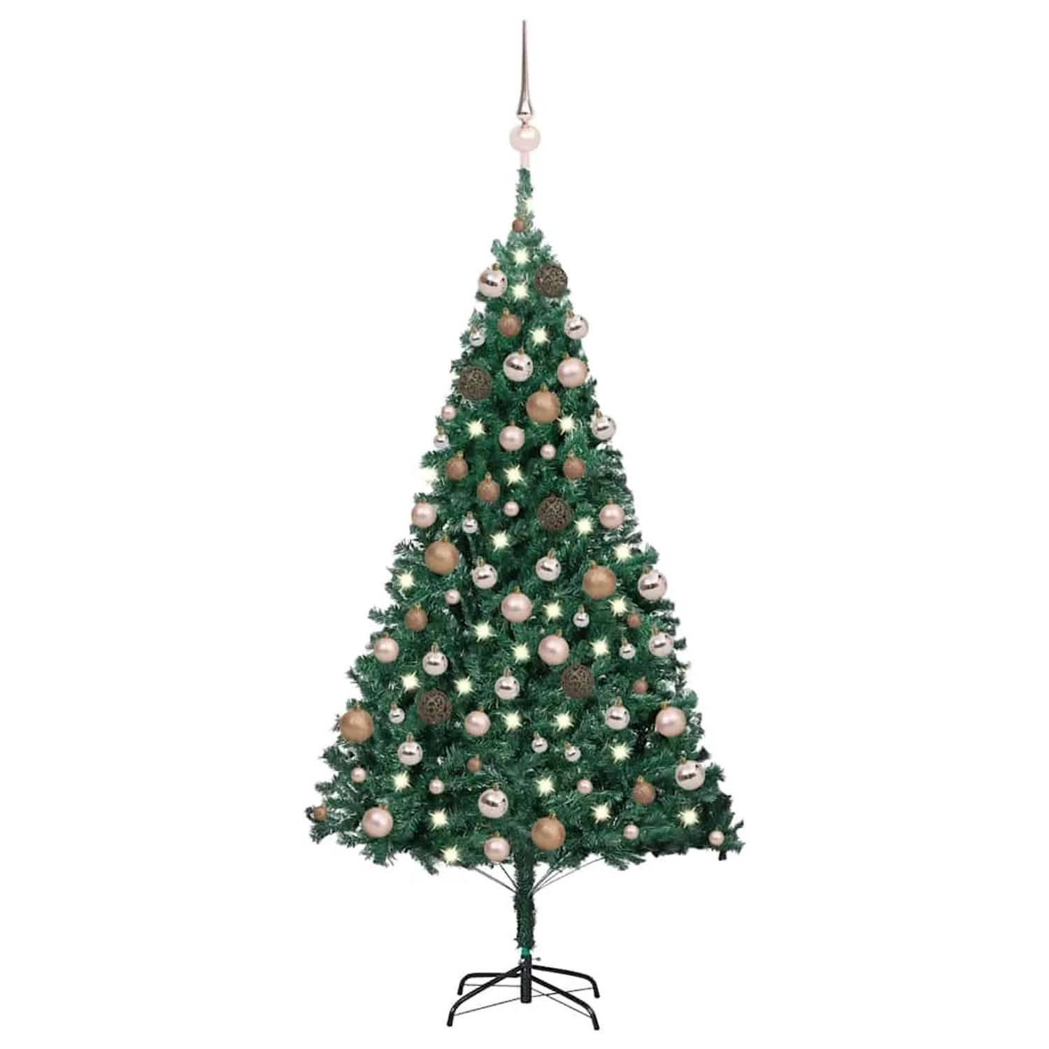 vidaXL Künstlicher Weihnachtsbaum mit Beleuchtung & Kugeln Grün 180 cm 3077622
