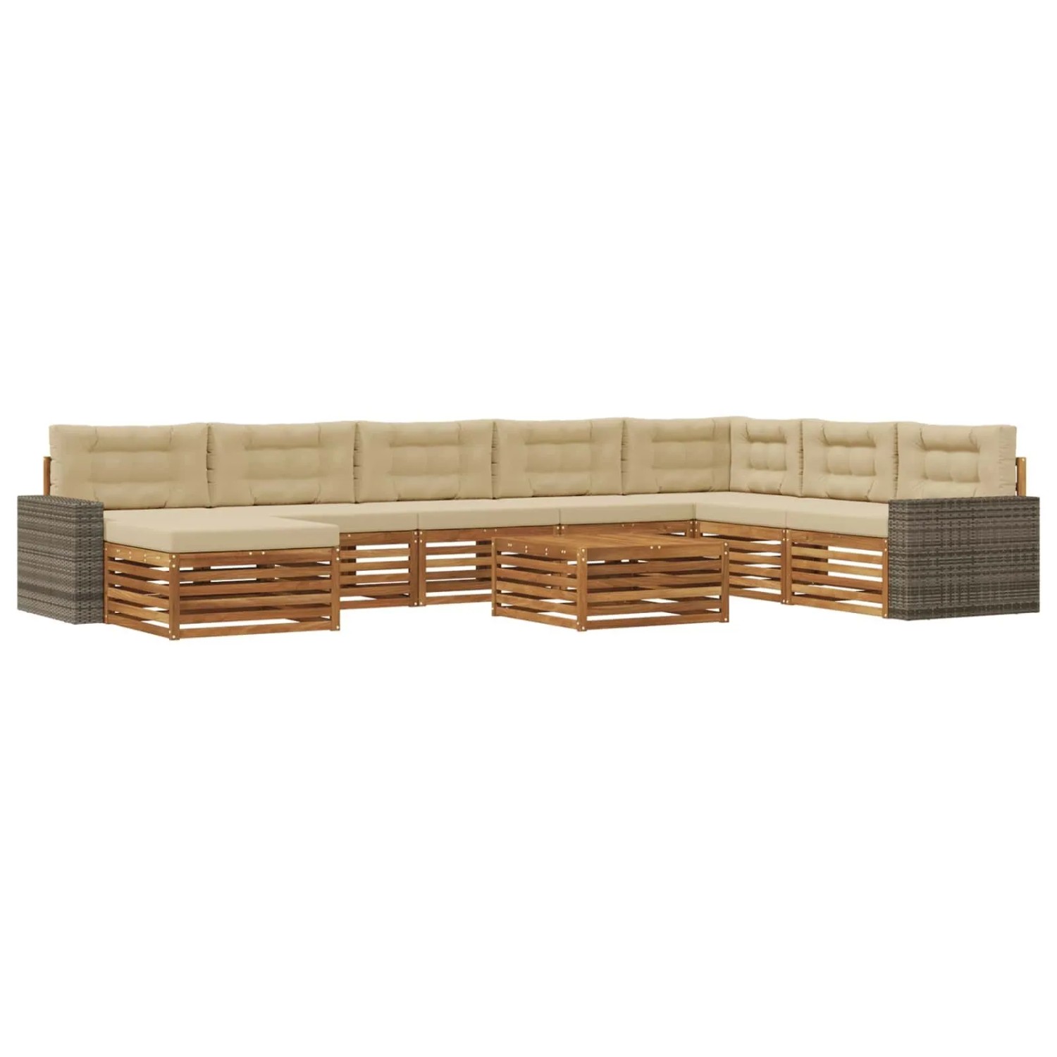 vidaXL Outdoor-Sofagarnitur 9 Stk Natur und Beige Massivholz Akazie 3383761