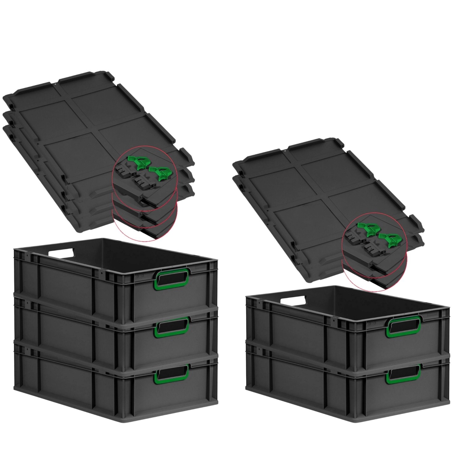 PROREGAL SuperSparSet 5x Eurobox Nextgen Color Mit Scharnierdeckel HxBxT 17 günstig online kaufen