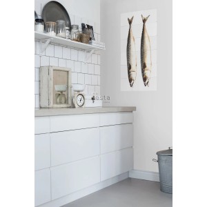 ESTAhome Wandtattoo Fische Grau (97x48,5cm) an Küchenwand.