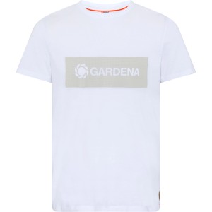 Gardena Herren-T-Shirt in Weiß mit Logo, ideal für Gartenarbeit und Freizeit.