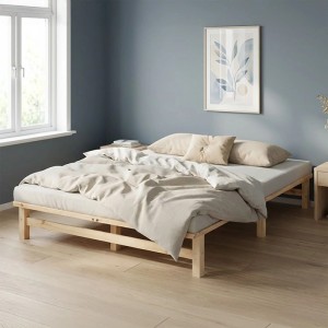 Homestyle4u Holzbett Jugendbett Palettenbett 160x200 mit Matratze Natur Futonbett 3237