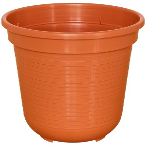 Terracottafarbener Geli Blumentopf Standard, Ø 16 cm, aus robustem Kunststoff für Garten und Balkon.