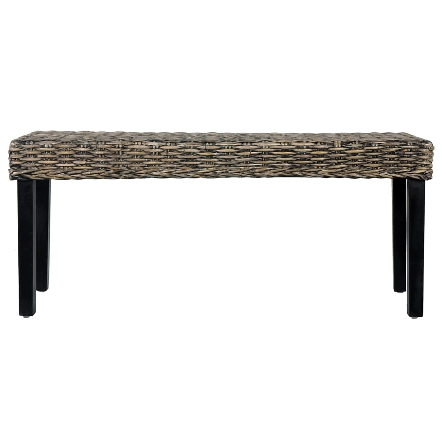 vidaXL Sitzbank 110 cm Schwarz Natur Kubu-Rattan und Massivholz Mango