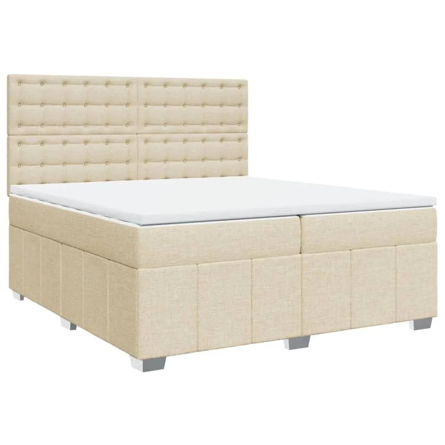 vidaXL Boxspringbett mit Matratze Creme 200x200 cm Stoff 3291794