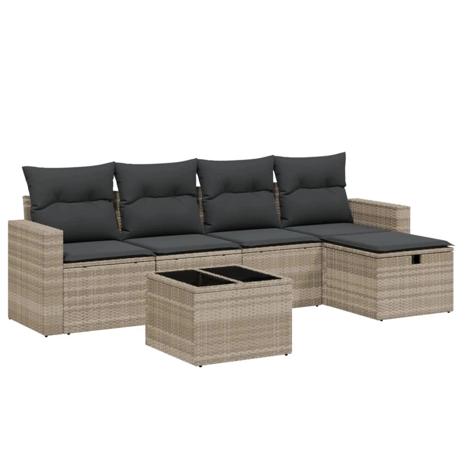 vidaXL 6-tlg Garten-Sofagarnitur mit Kissen Hellgrau Poly Rattan Modell 7 günstig online kaufen