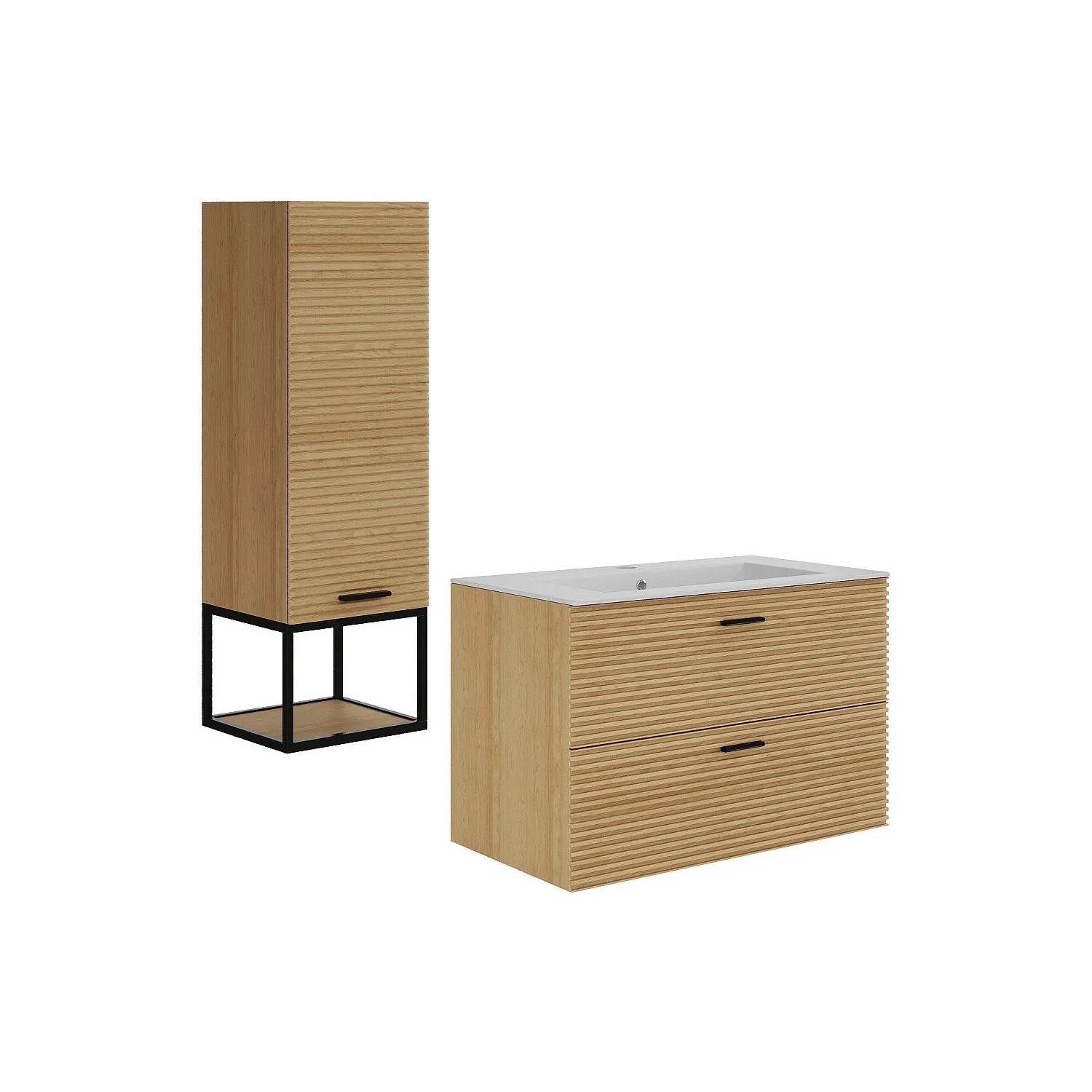 Vente-unique Badmöbel-Set Sarone Naturfarben Hell 80 cm
