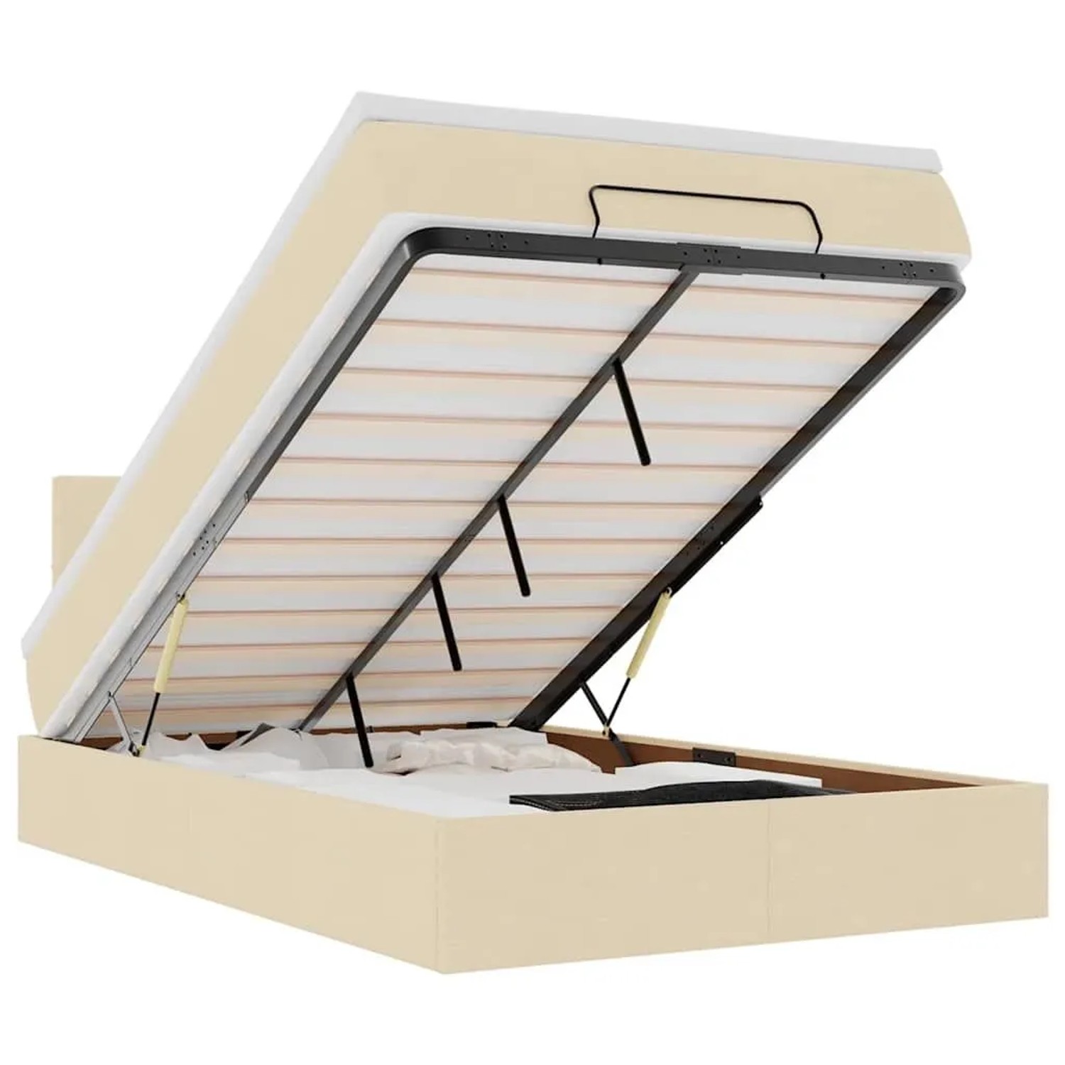 vidaXL Ottomane Bett mit Matratze & LEDs Creme 120x190 cm Stoff 3312296