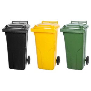 PROREGAL Mülltonnen SuperSparSet: 3x 120L Tonnen in Grau, Gelb und Grün.