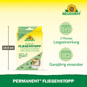Neudorff Klebefalle Permanent Fliegenstopp, 2er-Packung. Geruchlose Fensterfalle gegen Fliegen und Insekten.