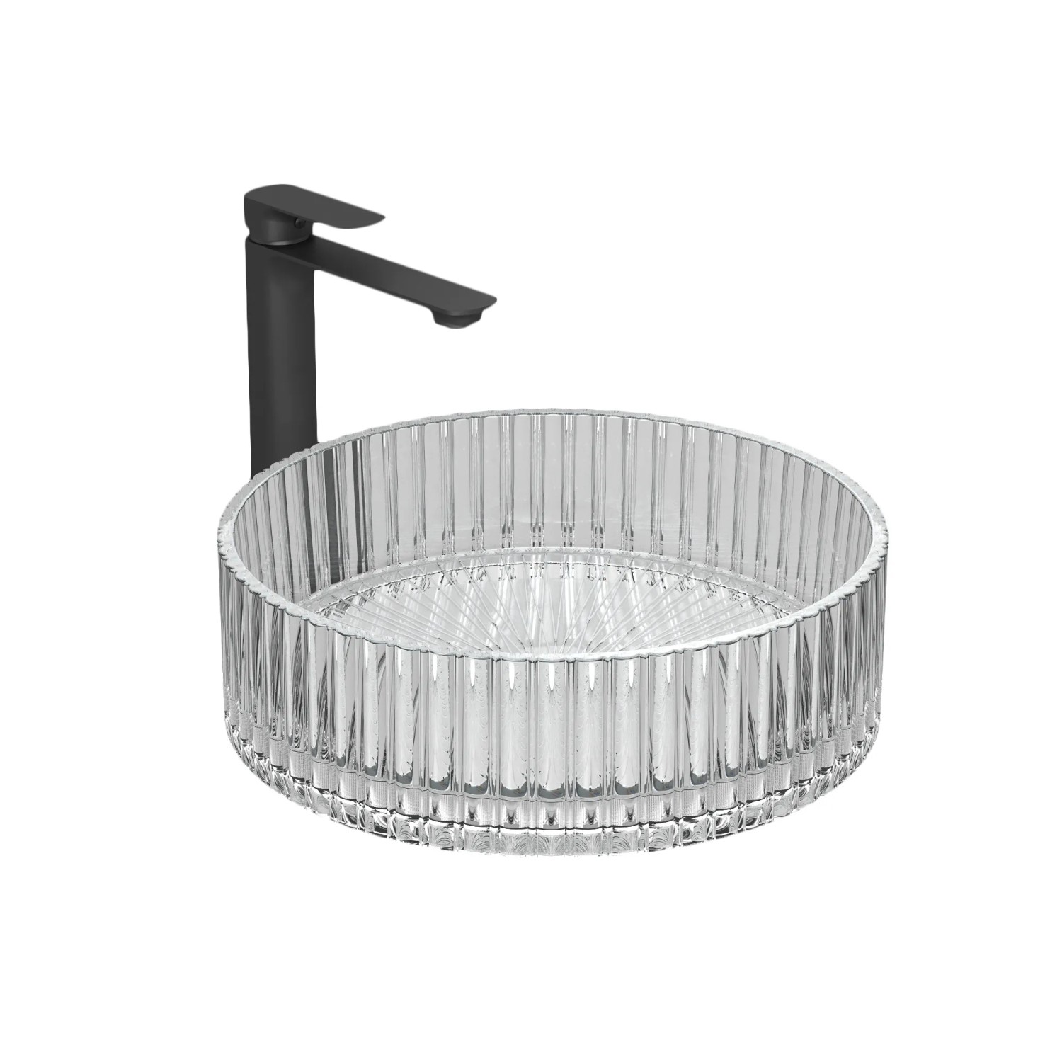 Emke Glas Aufsatzwaschbecken 40x40x12cm Transparent Rundes Waschbecken