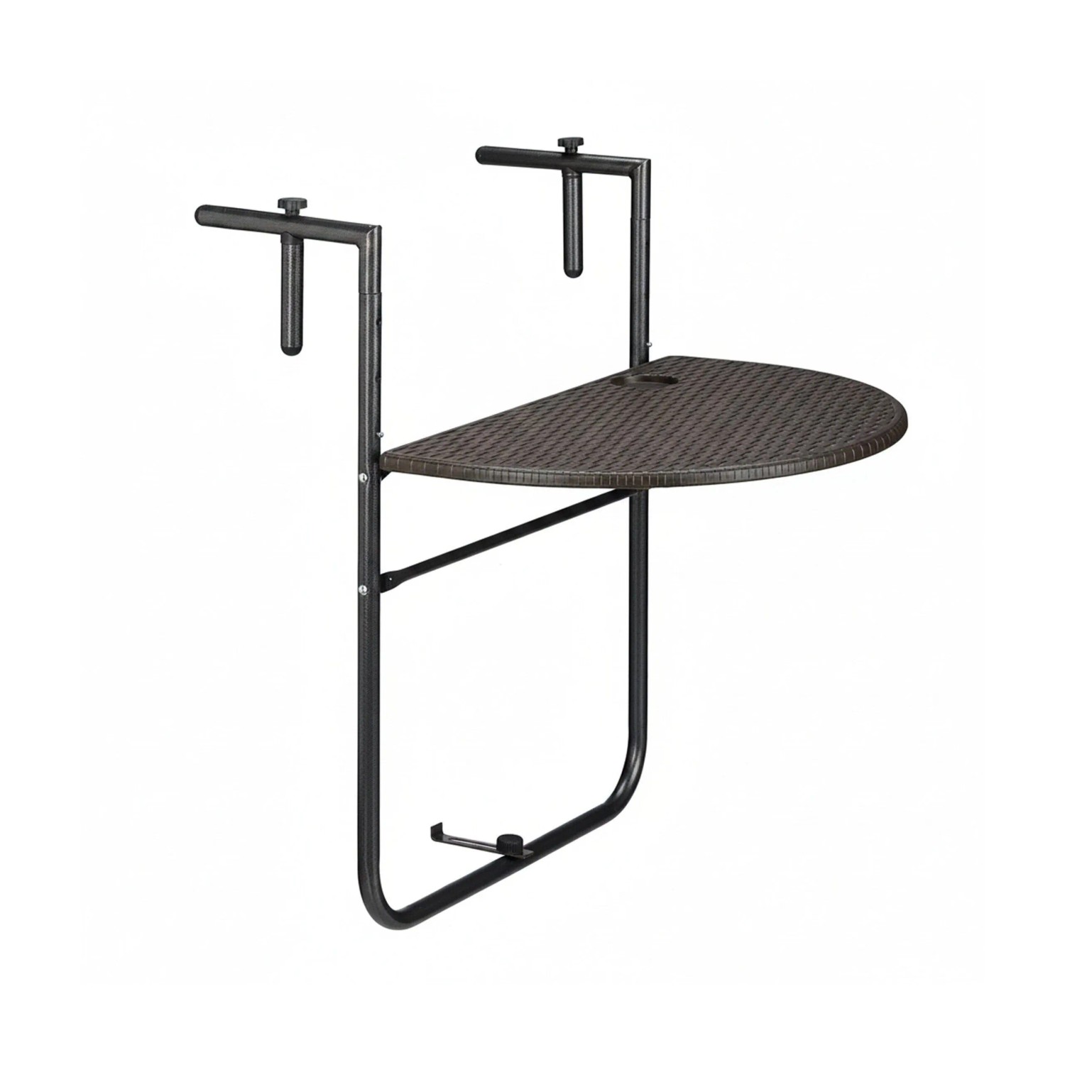 Relaxdays Balkonhängetisch Kunststoff Metall Braun Klappbar Höhenverstellbar 84 cm x 60 cm x 63 cm 2,9 kg