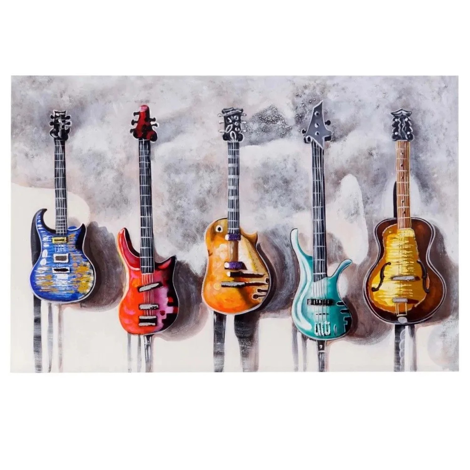 MCW Ölgemälde Gitarren Handgemalt
