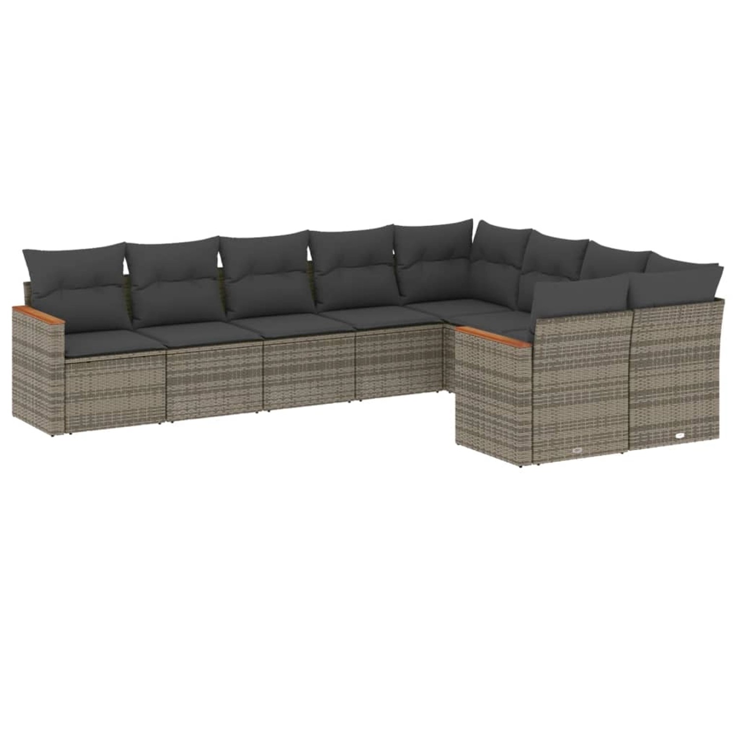 vidaXL 9-tlg Garten-Sofagarnitur mit Kissen Grau Poly Rattan Modell 100 günstig online kaufen