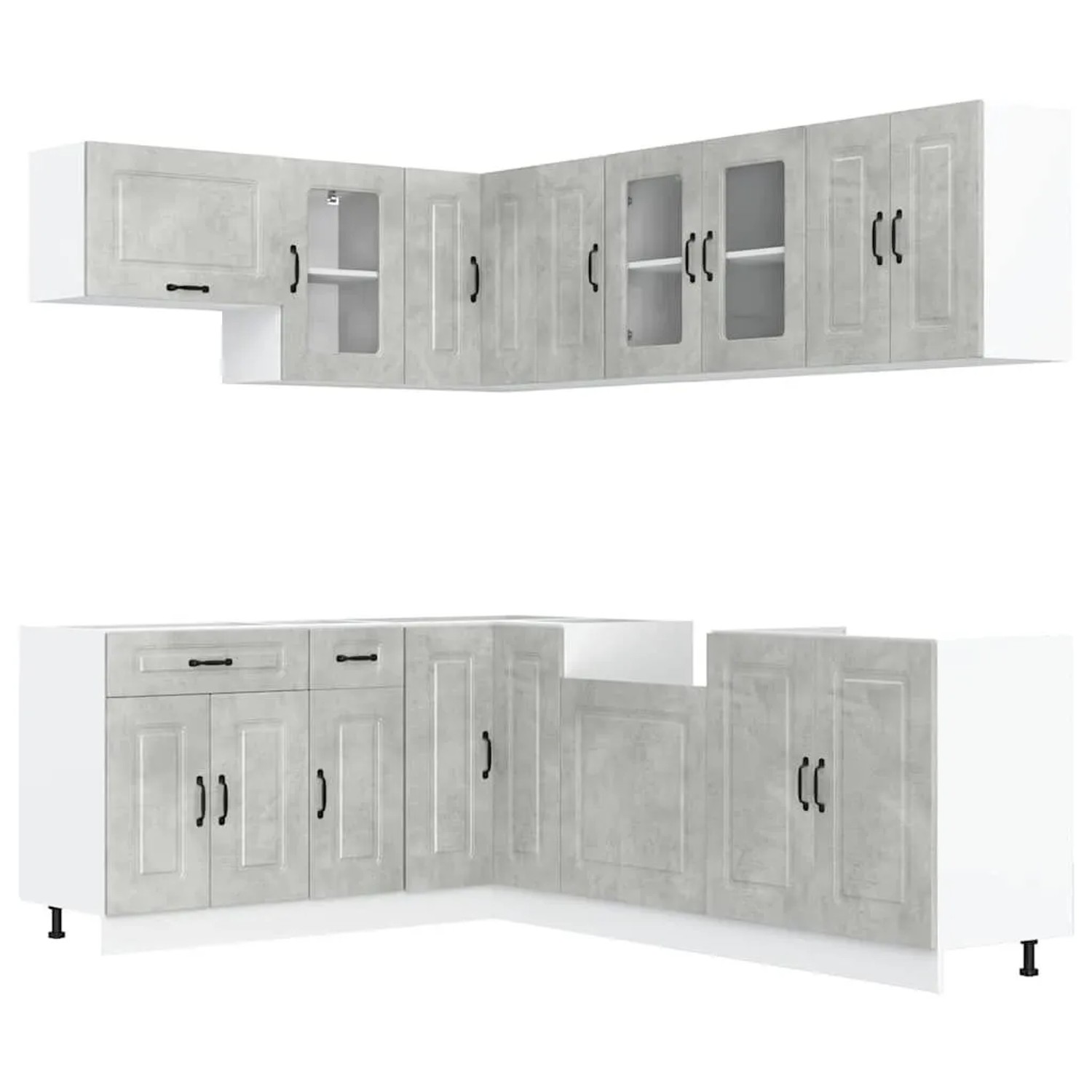 vidaXL 11 Tlg Küchenschrank-Set Kalmar Betongrau Holzwerkstoff 3314885