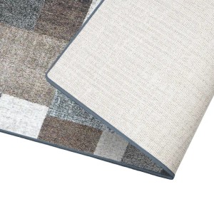 KARAT Teppichläufer Lucano Beige mit Quadrate-Muster und rutschfester Rückseite.