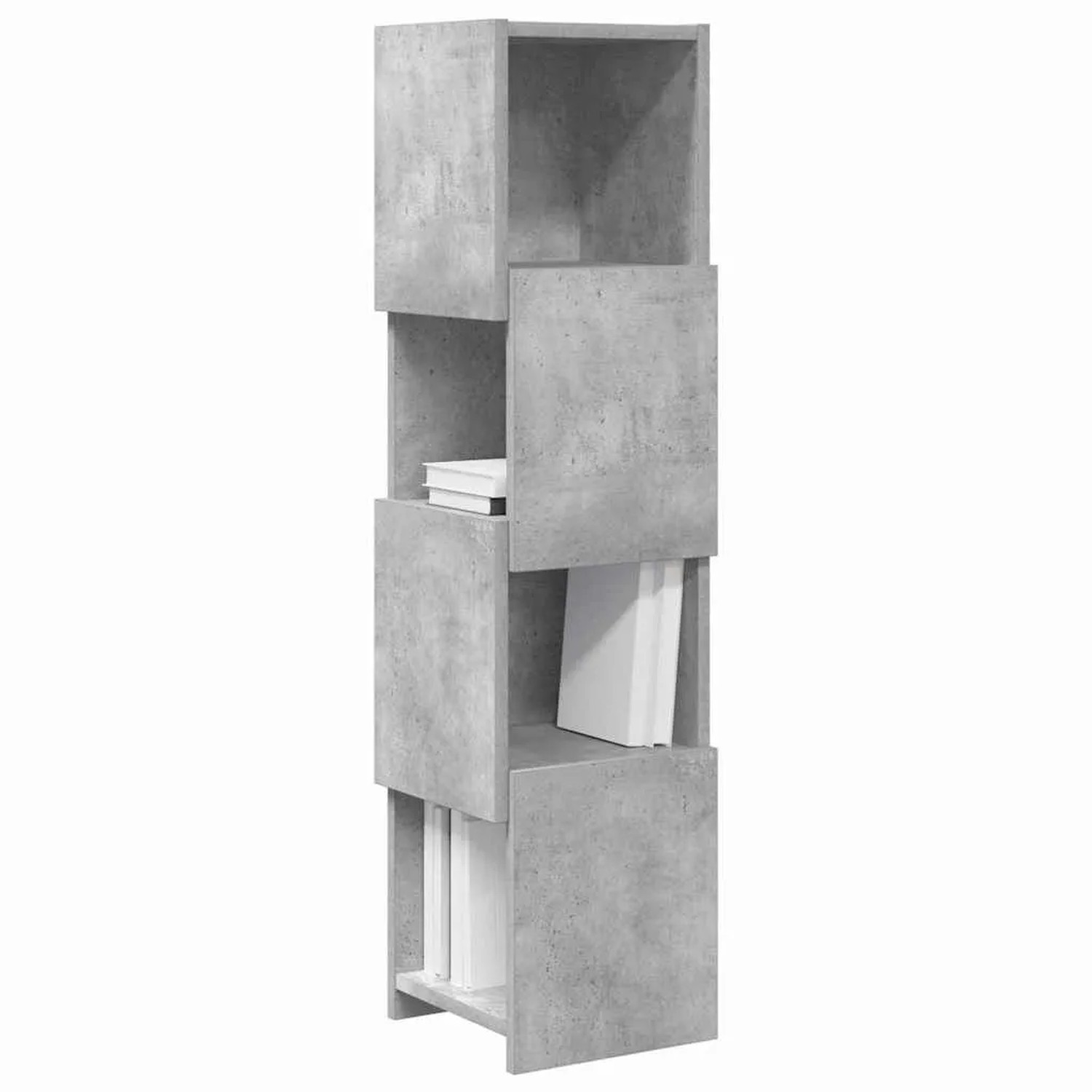 vidaXL Eckschrank in Beton Grau, 102cm hoch, aus Holzwerkstoff mit vier Fächern. Wohnzimmerschrank.