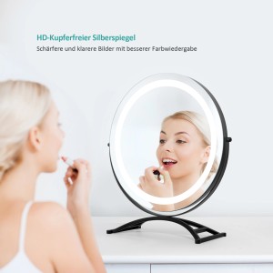 Runder Emke Kosmetikspiegel mit LED-Beleuchtung, 3 Farbtemperaturen, dimmbar, 40 cm.