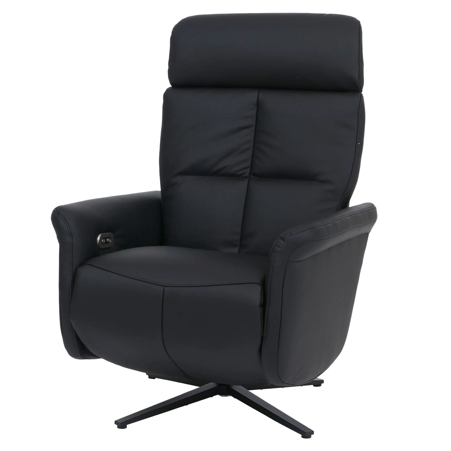 MCW Relaxsessel L10 Liegefunktion Drehbar Elektrisch Verstellbar Voll-Leder Schwarz
