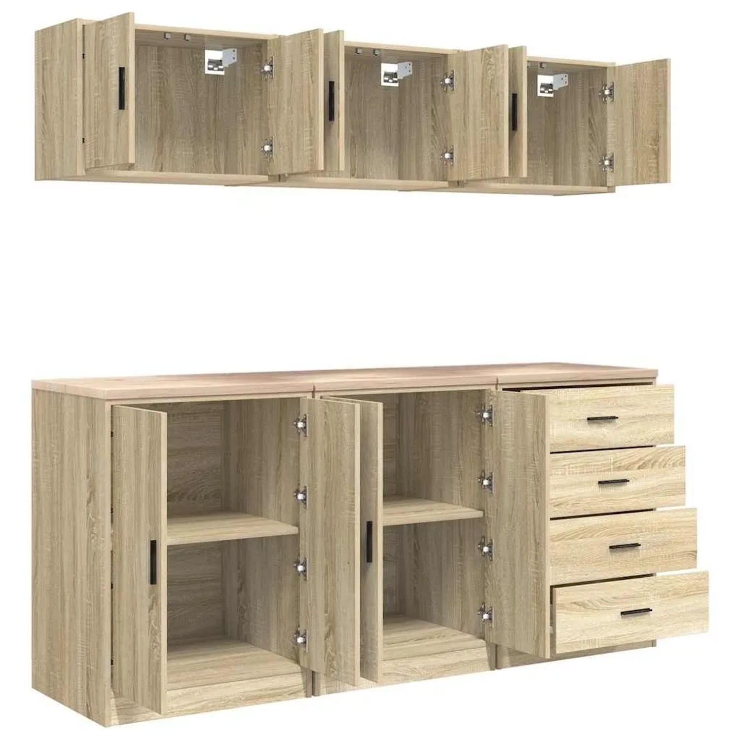 vidaXL Garagenschränke 6 Stk Sonoma-Eiche Holzwerkstoff 3328343_6