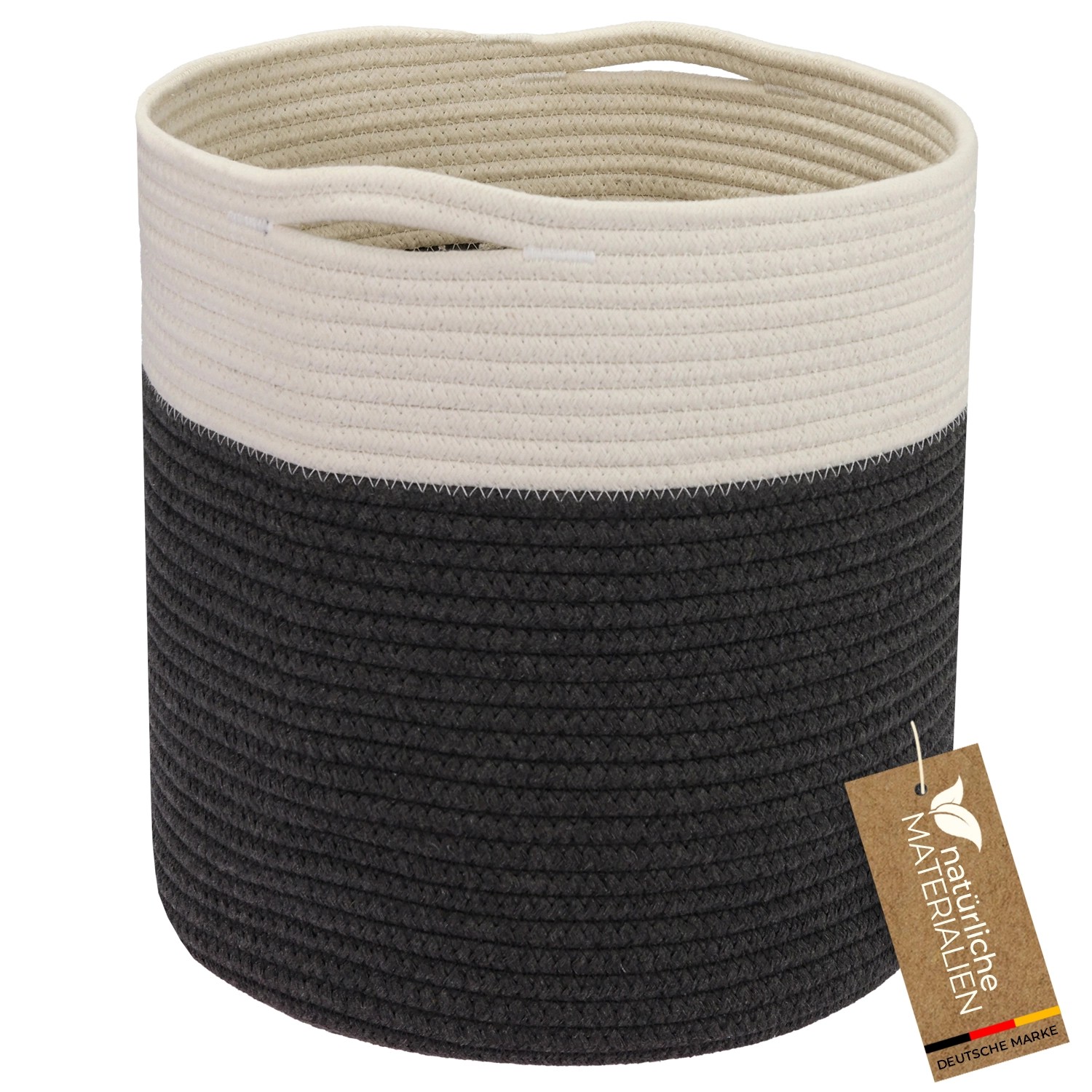 HMF Aufbewahrungskorb Versteckten Griffen Runder Korb Kallax 31 x 31 cm Weiß-Grau