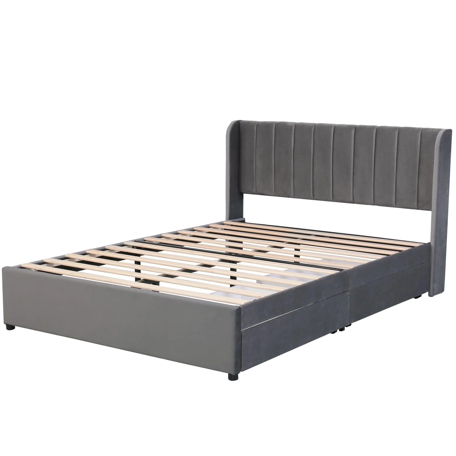 okwish Polsterbett 140x200cm mit Rückenlehne Schlafzimmer Grau ohne Matratze
