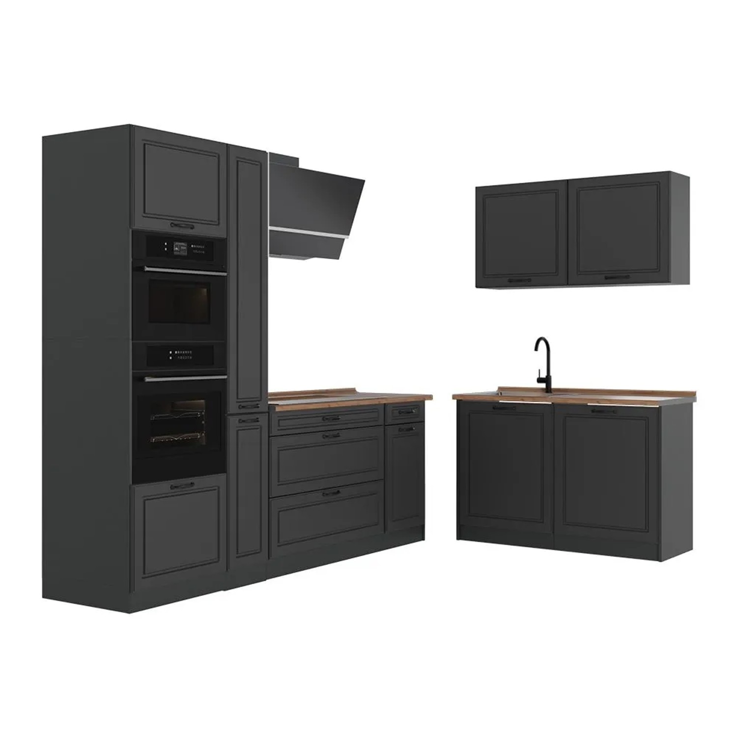 Vicco Eckküche R-Line Anthrazit Landhaus/Anthrazit 230 x 207 Arbeitsplatte Goldkraft Eiche Art Nr 68163