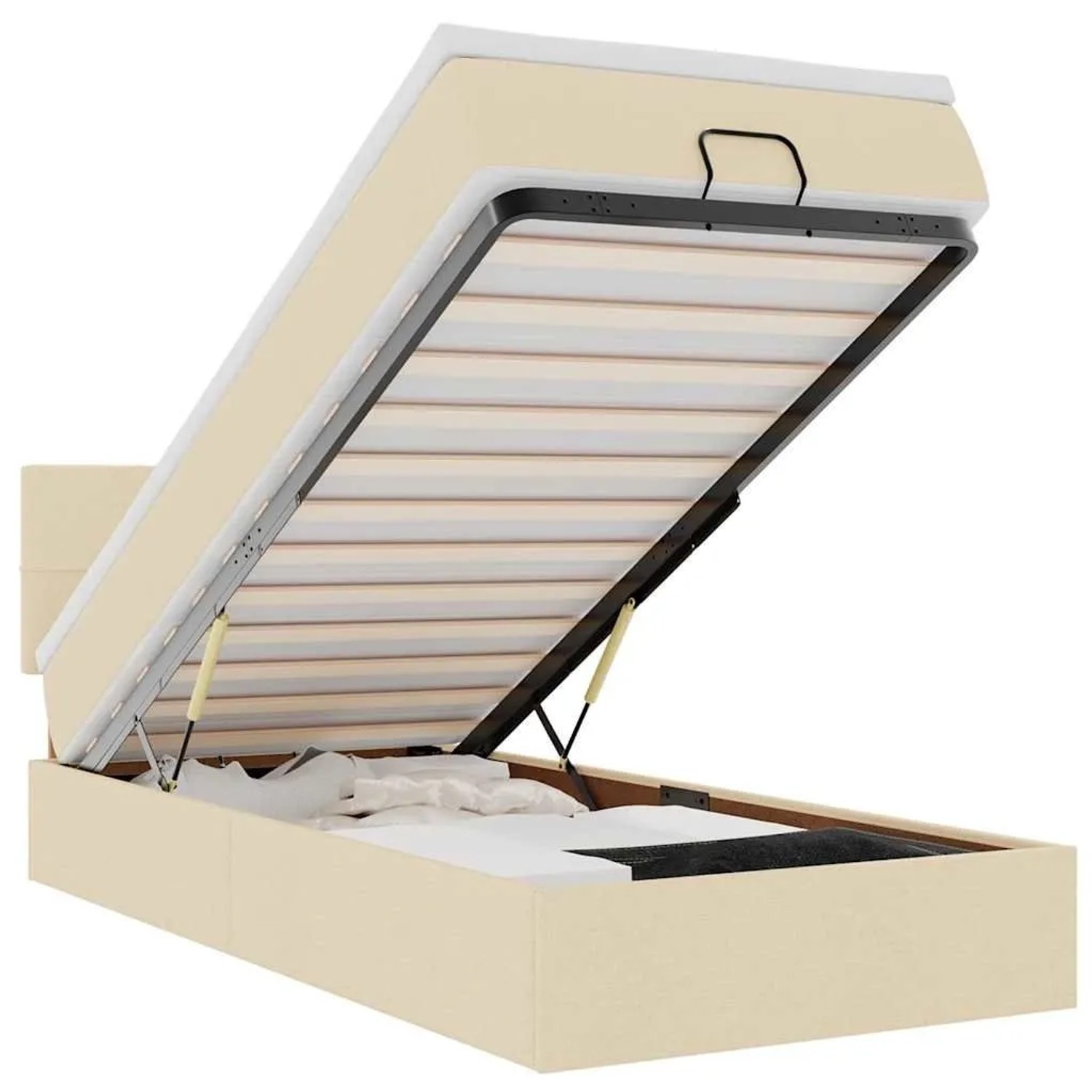 vidaXL Ottoman-Bett mit Matratze und LEDs Creme 100x200 cm Stoff 3312289