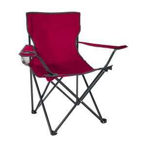 Roter 24MOVE Campingstuhl Faltstuhl mit Getränkehalter und Tragetasche, max. 100kg.