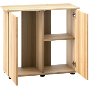 Juwel Aquariumunterschrank SBX Rio 125 in hellem Holz mit zwei offenen Türen und einem Fach.