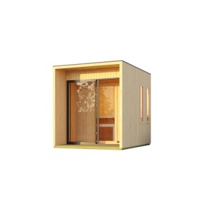 Chillroi 73mm Saunahaus Isidora Inklusive Saunaofen mit Eingebauter Steuerung 9kW Naturbelassen