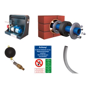 4rain Erdtank-Paket Mono 5.000 l Haus-Premium mit Pumpe, Filter, Schlauch und Zubehör für die Regenwassernutzung.