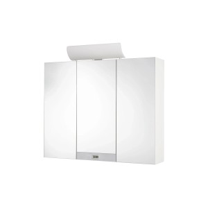 Jokey Spiegelschrank Tagona, 80x74 cm, alufarben hochglanz mit drei Spiegeltüren und Beleuchtung.