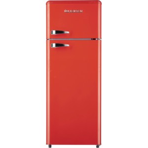 Feuerrote Wolkenstein Retro Kühl-Gefrierkombination GK212.4RT im Vintage-Design.