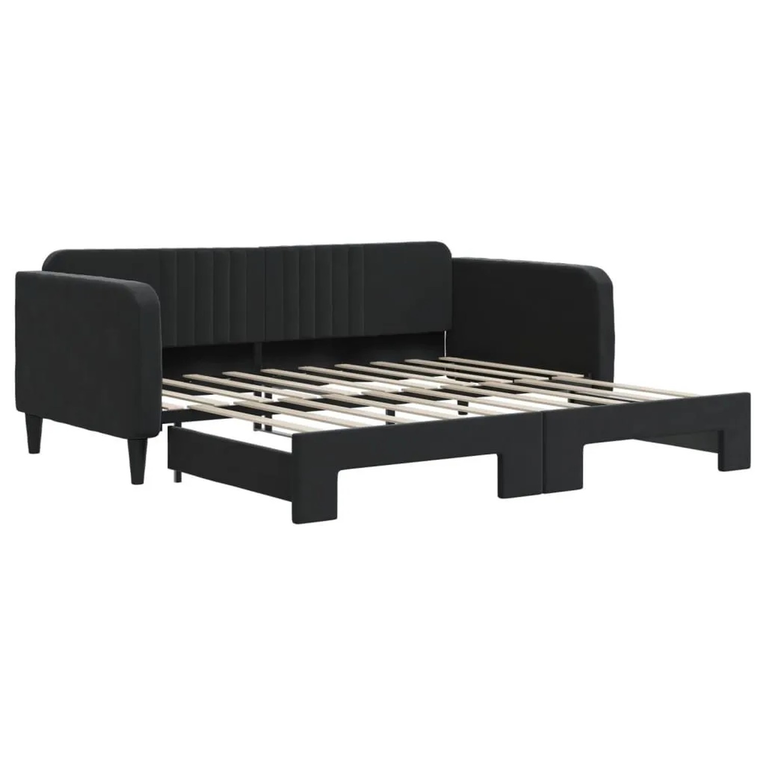 vidaXL Tagesbett Ausziehbar Schwarz 90x190 cm Samt 3197078