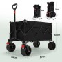 Sekey Campingwagen, faltbarer Bollerwagen mit breiten Reifen, 150 kg, 135 L, schwarz, offen und zusammengeklappt.