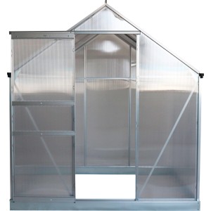 Aluminium Gewächshaus 205x190x190cm mit Schiebetür und transparenten Doppelstegplatten.