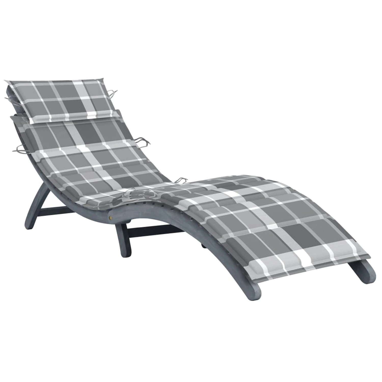 vidaXL Sonnenliege mit Auflage Grau Massivholz Akazie 190 x 60 x 51 cm