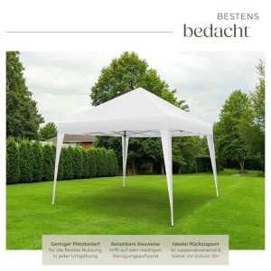 Tectake Pavillon Linosa 3 x 3 M Faltbar und Wasserabweisend  300 x 300 x 255 cm Weiß