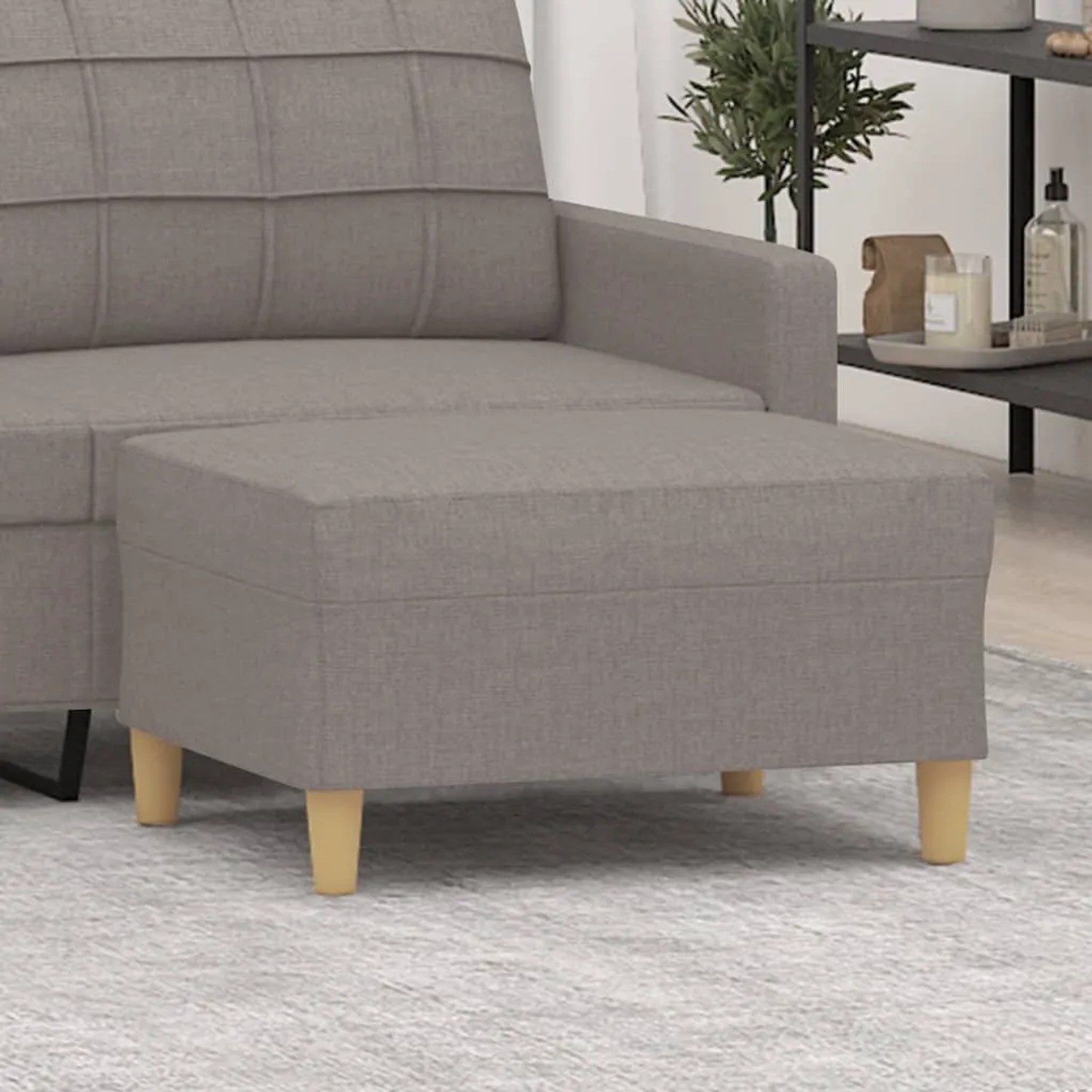 Taupefarbener vidaXL Fußhocker (70x55x41 cm) aus Stoff, passend zu Sofas und Sesseln.
