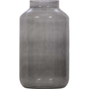 Graue Glasvase, 30,5 cm hoch, Ø 16,5 cm, für Blumen und Dekoration im Innenbereich.
