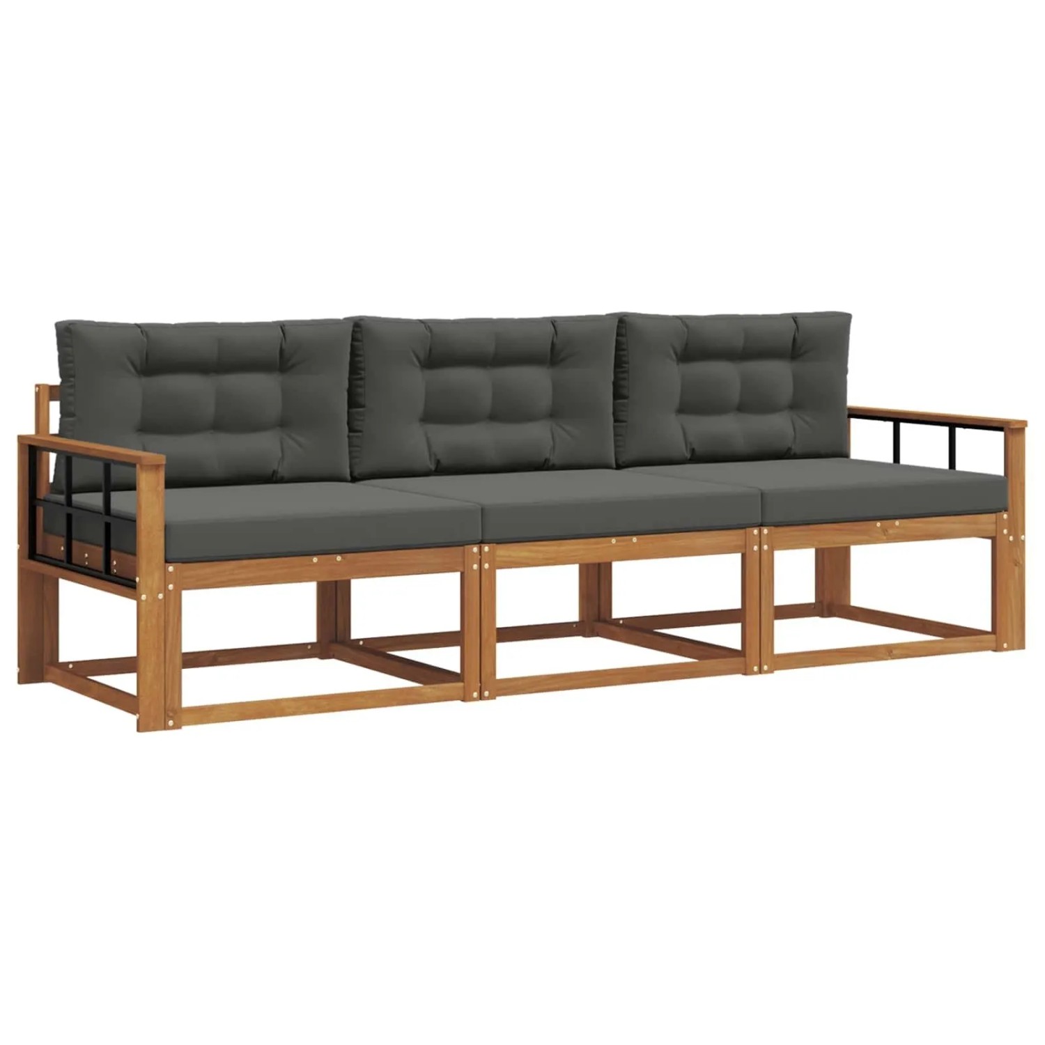 vidaXL Outdoor-Sofagarnitur mit Kissen 3-Tlg Natur und Anthrazit 3367135