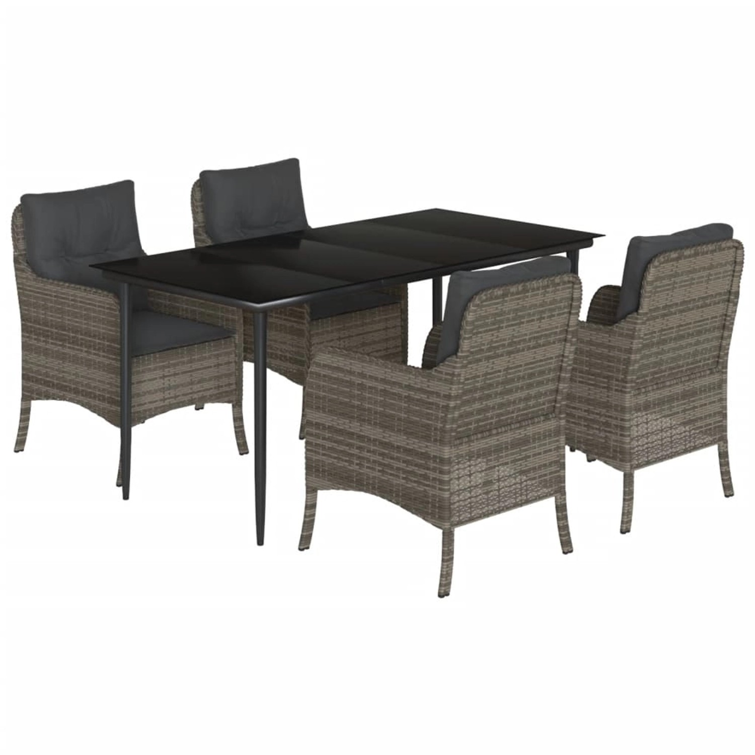 vidaXL 5-Tlg Garten-Essgruppe mit Kissen Grau Poly Rattan 3211951 günstig online kaufen