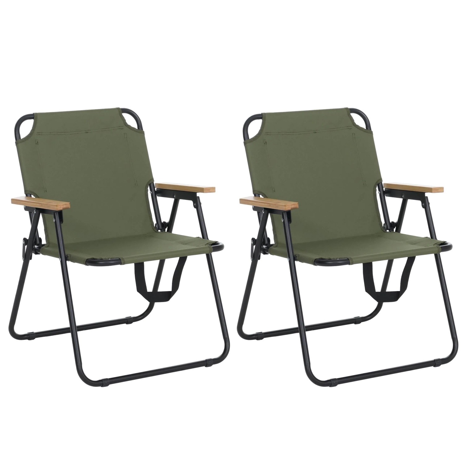 MCW 2er-Set Campingstuhl Q43 Klappbar Bambus Metall Stoff/Textil Grün