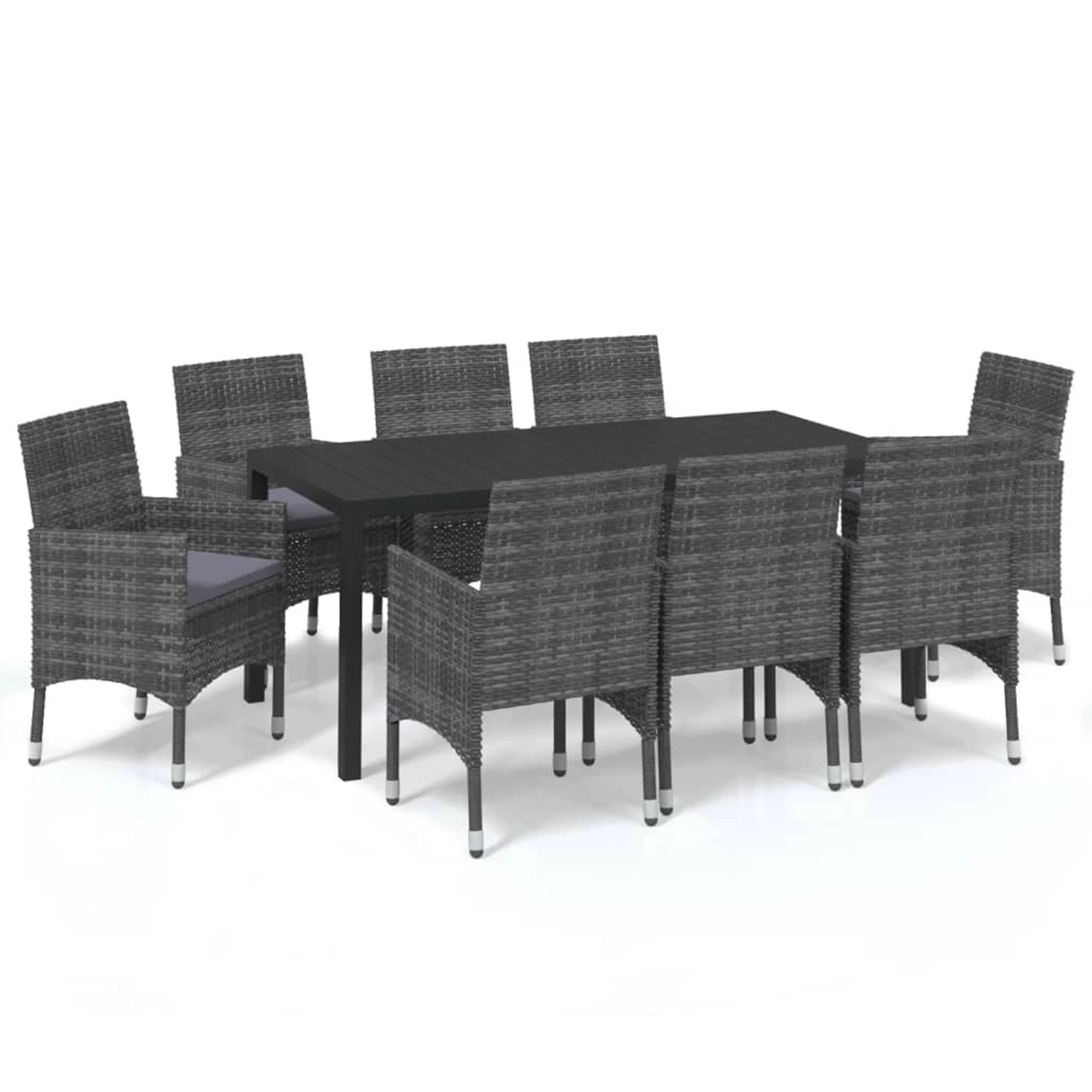 vidaXL 9-tlg Garten-Essgruppe mit Kissen Poly Rattan Grau Modell 12 günstig online kaufen