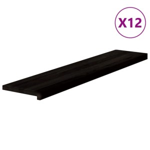Dunkelbraune vidaXL Treppenstufe (12er Set) aus massivem Eichenholz, 120x25x2 cm.