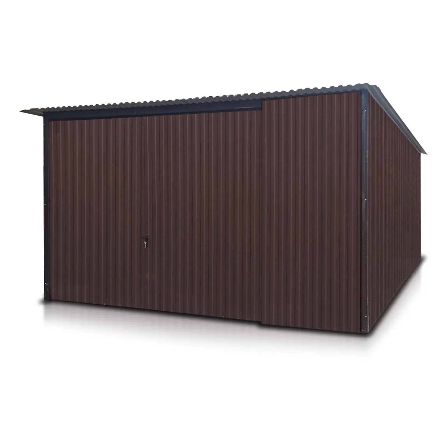 Liderstal Einzelgarage Standard aus Blech 400 x 500 cm Dunkelbraun Pultdach Doppelflügeltor