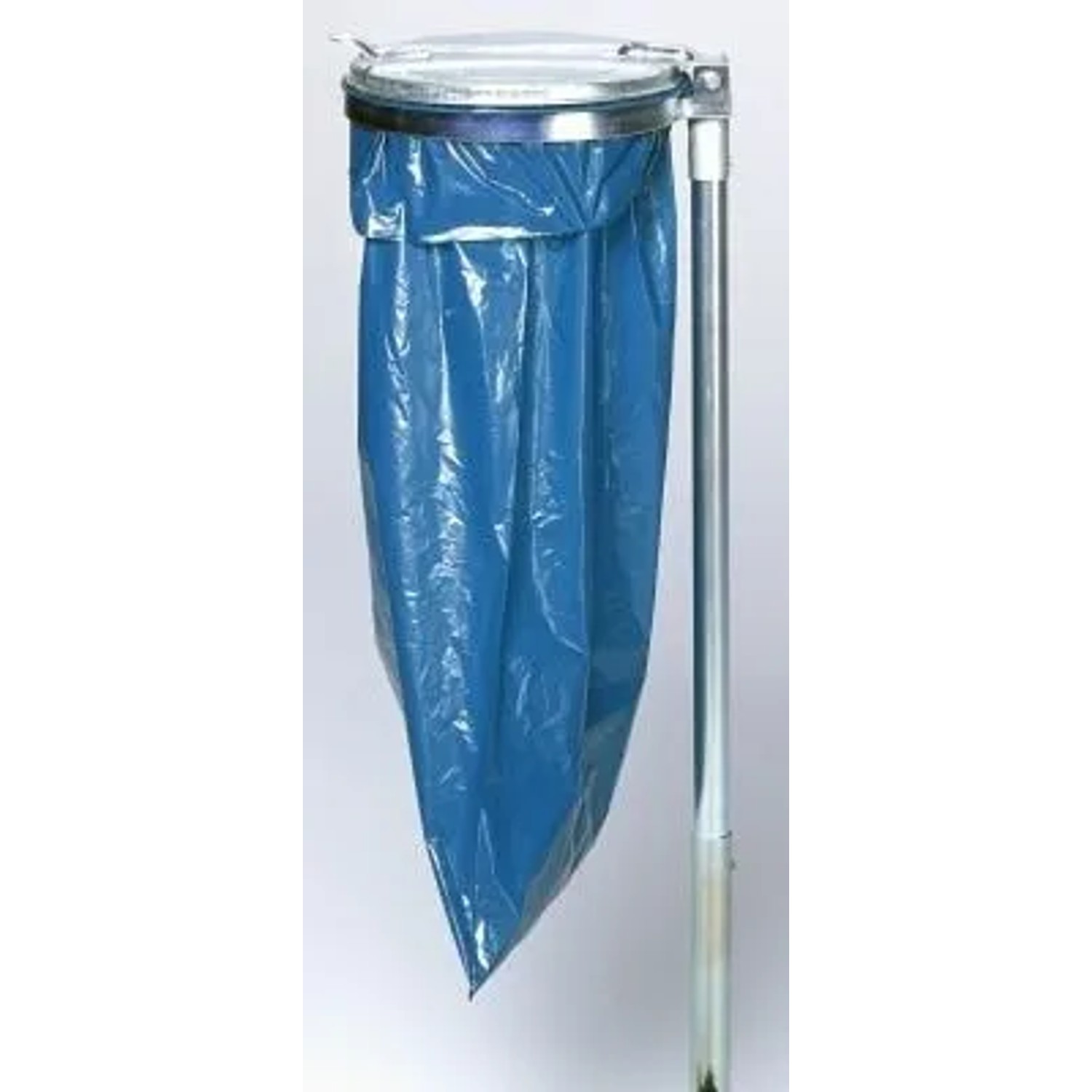PROREGAL Robuster Einzel Abfallsammler Mit Metall Deckel Mit Stange 35 cm Einwurföffnung HxBxT 98 x 50 x 45 cm Stahl Verzinkt Verzinkt