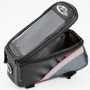 Tectake Fahrradtasche mit Rahmenbefestigung, wasserabweisend, schwarz, grau und rot.