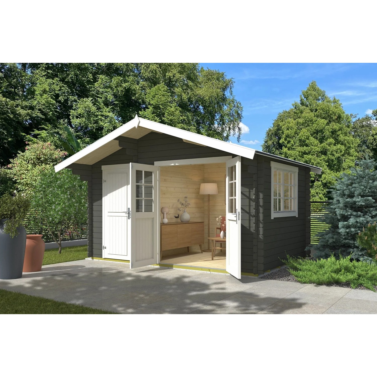 Lasita Gartenhaus Keila 28 Grau-Grün 380 cm x 250 cm